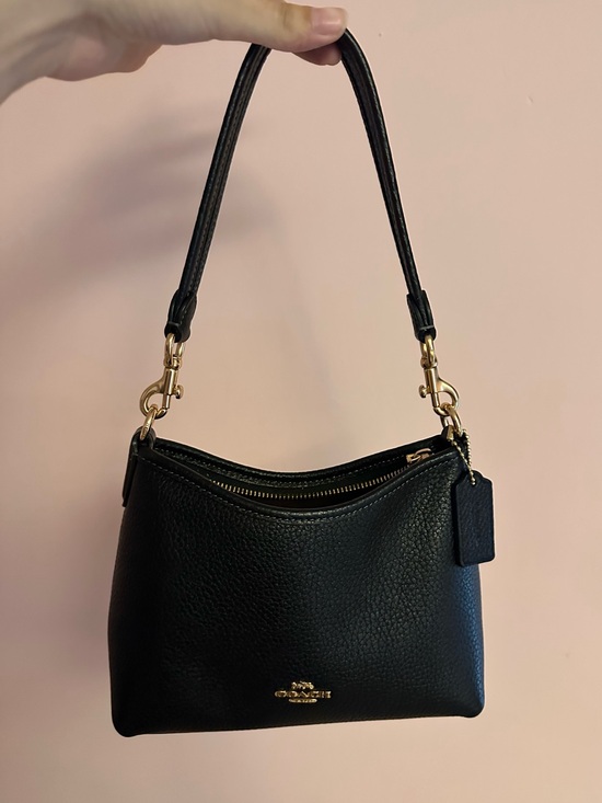 Coach Handbags - Coach Black Pebbled Leather Laurel Small Shoulder Bag with Gold Hardware